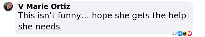 Comment by V Marie Ortiz expressing concern about a woman's airport meltdown.