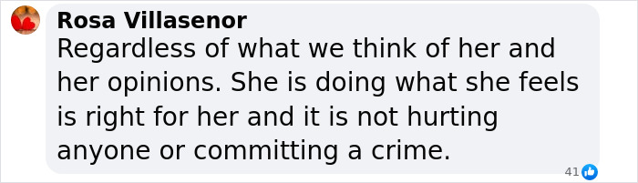 A supportive comment addressing Rosie O'Donnell's decision to move to Ireland, emphasizing personal choice and harmlessness.