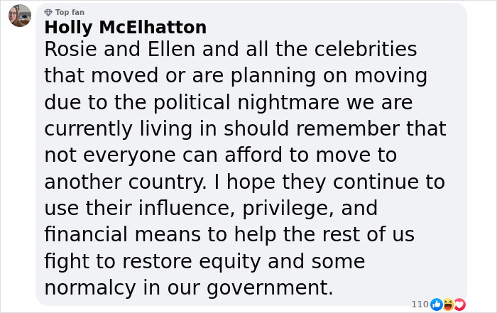 Rosie O'Donnell criticized online after announcing move to Ireland, sparking debate on celebrity relocations.