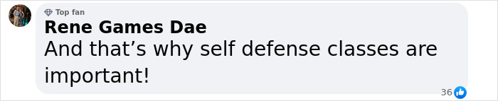 Comment about prom dress heist emphasizing the importance of self-defense classes.