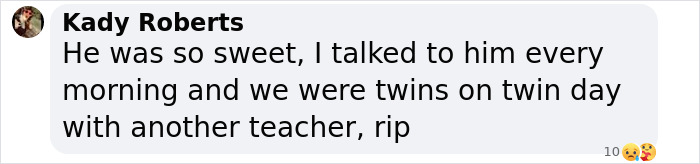 Kady Roberts' message mourning a beloved teacher's passing. Kady Roberts' message mourning a beloved teacher's passing.