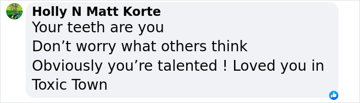 Supportive comment praising Aimee Lou Wood's talent and individual features.