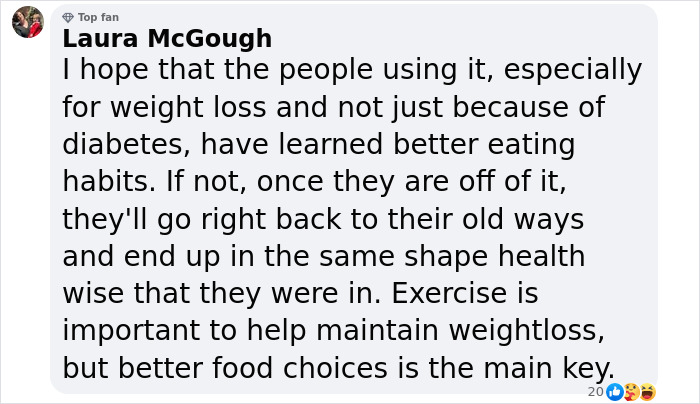 Comment discussing Ozempic’s side effects and its impact on weight loss habits and beauty standards. Comment discussing Ozempic’s side effects and its impact on weight loss habits and beauty standards.