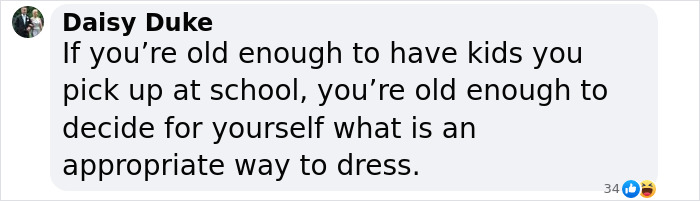 Daisy Duke comments on appropriate dress for picking up kids from school.