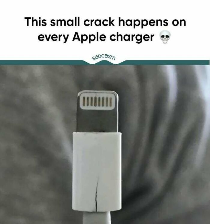 C*****d Apple charger close-up, showcasing typical sadcastic meme humor.