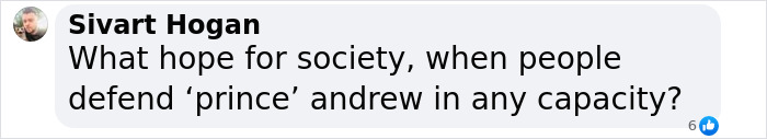 Text message expressing skepticism about defending Prince Andrew amidst controversy.