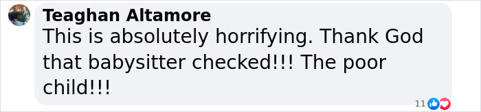 Comment expressing horror over babysitter finding man under kid's bed, highlighting concern for the poor child.