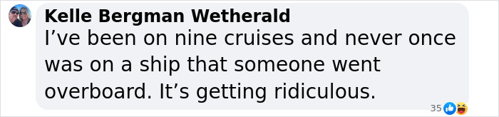 Cruise ship fall comment by Kelle Bergman Wetherald highlights safety concerns.