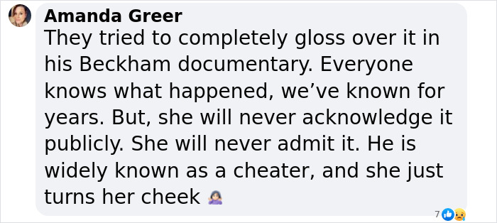 Text exchange criticizing Beckham documentary over alleged affair.