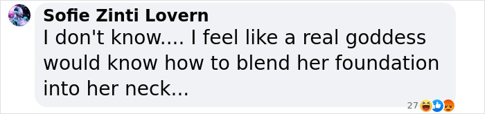 Screenshot of a comment on Chappell Roan's Paris Fashion Week look, discussing makeup application.