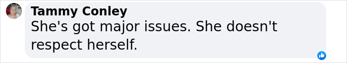Comment from Tammy Conley saying Bianca Censori has issues and lacks self-respect. Comment from Tammy Conley saying Bianca Censori has issues and lacks self-respect.