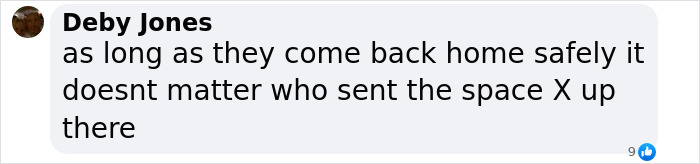 Comment discussing SpaceX mission to bring NASA astronauts home safely.