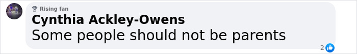Facebook comment stating, "Some people should not be parents," in response to a news headline.