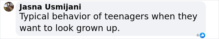 Comment on teenage behavior about wanting to appear adult.