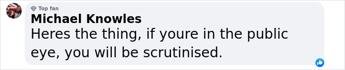 Comment on public scrutiny related to bullying of looks. Comment on public scrutiny related to bullying of looks.