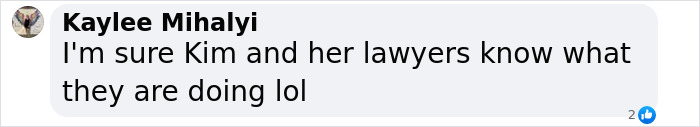 Comment by Kaylee Mihalyi discussing Kim K's custody actions, expressing confidence in her legal strategy. Comment by Kaylee Mihalyi discussing Kim K's custody actions, expressing confidence in her legal strategy.