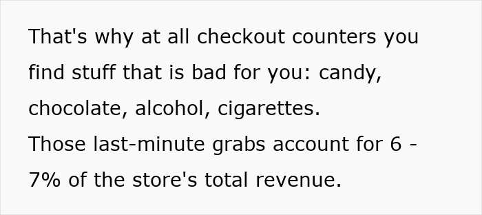Checkout counter tactics used by supermarkets for increased revenue.