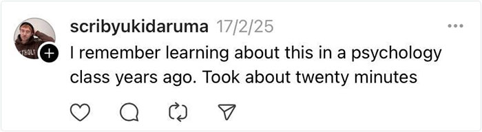 Social media comment recalling psychology tricks used by supermarkets.