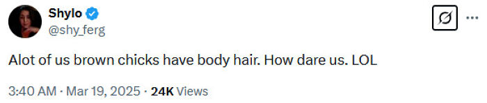 Tweet addressing body hair with humor, gaining attention on social media.