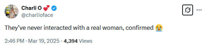 Tweet response about Rachel Zegler, mentioning interaction with real women, includes crying emoji.