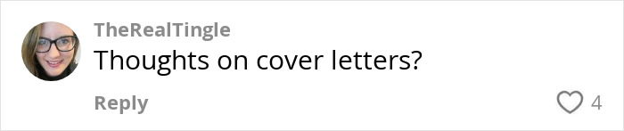 Comment asking about cover letters, related to r&eacute;sum&eacute; writing mistakes in 2025.