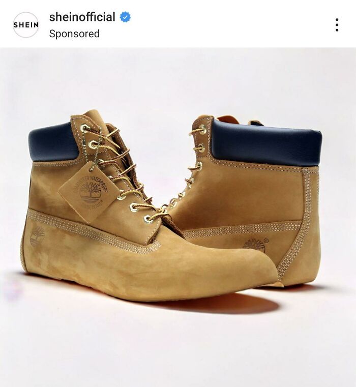 Oddly designed beige boots on display; an example of fashion disasters.