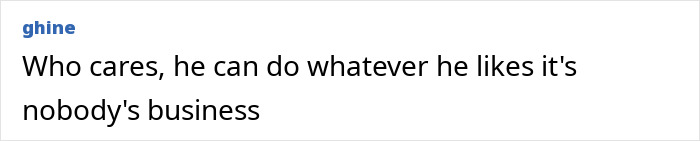 Comment by ghine supporting individual's personal choices. Comment by ghine supporting individual's personal choices.