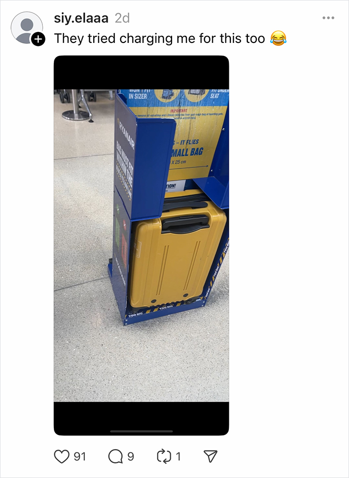 Woman’s Luggage Perfectly Fits The Required Size, Has To Pay Extra Or Not Fly Woman’s Luggage Perfectly Fits The Required Size, Has To Pay Extra Or Not Fly