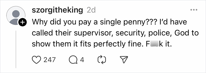 Woman’s Luggage Perfectly Fits The Required Size, Has To Pay Extra Or Not Fly Woman’s Luggage Perfectly Fits The Required Size, Has To Pay Extra Or Not Fly