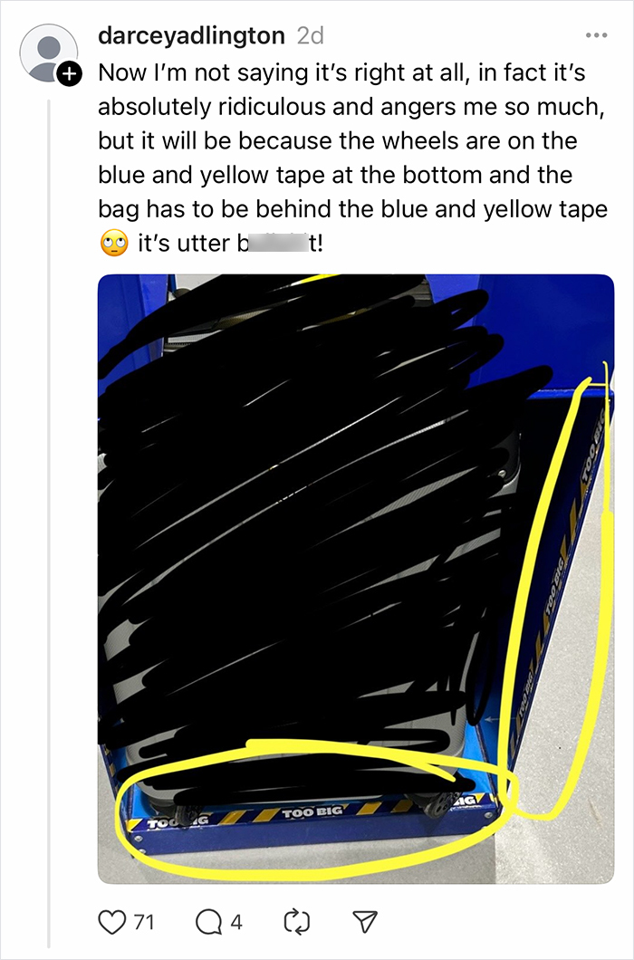 Woman’s Luggage Perfectly Fits The Required Size, Has To Pay Extra Or Not Fly Woman’s Luggage Perfectly Fits The Required Size, Has To Pay Extra Or Not Fly