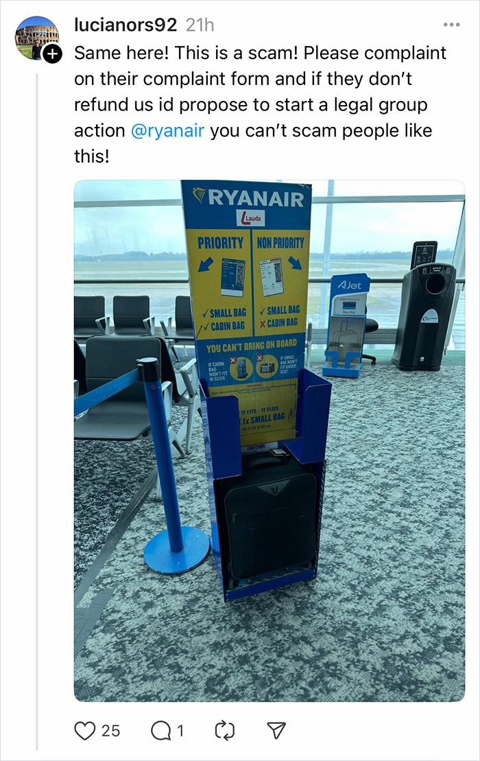 Woman’s Luggage Perfectly Fits The Required Size, Has To Pay Extra Or Not Fly Woman’s Luggage Perfectly Fits The Required Size, Has To Pay Extra Or Not Fly