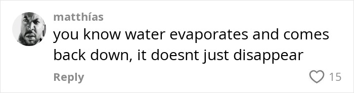 Comment discussing evaporation process, related to AI and environmental impact concerns.