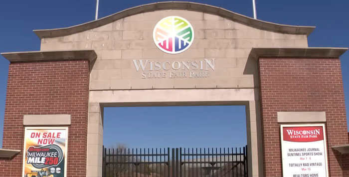 Entrance to Wisconsin State Fair Park with colorful logo. Entrance to Wisconsin State Fair Park with colorful logo.