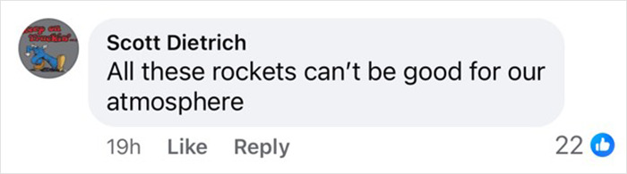 Comment about rockets impacting the atmosphere, related to mysterious spiral in UK skies.