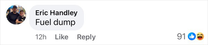 Comment by Eric Handley on mysterious spiral in the UK skies, mentioning 'Fuel dump', with 91 likes.