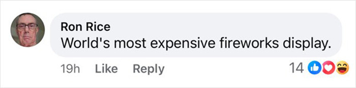 Ron Rice comments humorously on a mysterious spiral above UK skies, calling it the "world's most expensive fireworks display.