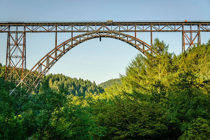 Steel bridge over a lush green valley, representing split-second decisions' impact on saving lives.