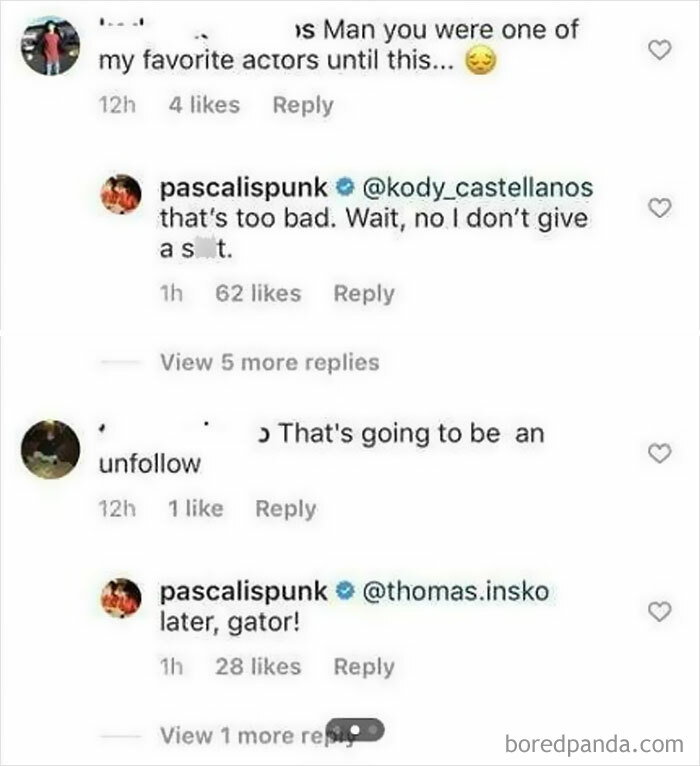 Social media exchange where attempt at criticism gets dismissive responses.