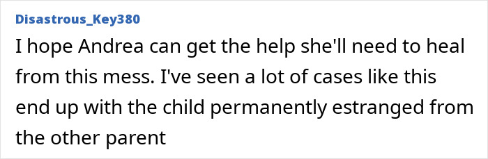 Comment discussing the impact on a girl found alive after vanishing as a toddler, highlighting family estrangement concerns. Comment discussing the impact on a girl found alive after vanishing as a toddler, highlighting family estrangement concerns.