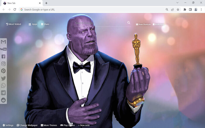 Purple character in a tuxedo holding an Oscar statuette, representing behind-the-scenes moments at the 2025 Oscars.