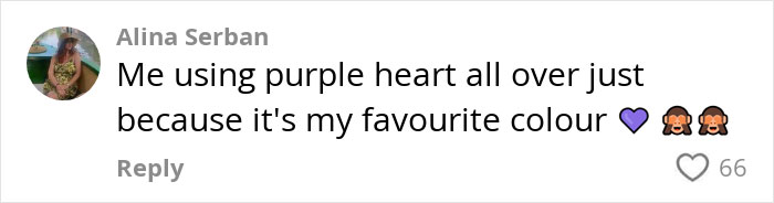 Comment about using a purple heart emoji for its color, related to TV show "Adolescence.