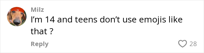 Comment on teen emoji use related to TV show "Adolescence," questioning authenticity.