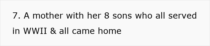 Mother with eight sons in WWII, all returned, illustrating past American life.