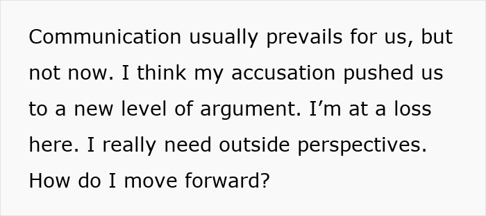 Text expressing a husband's concern and confusion after noticing a hickey on his wife post-retreat.