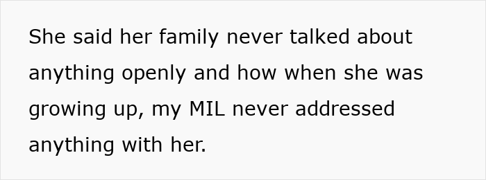 Text on a gray background discussing lack of open family communication and addressing issues.