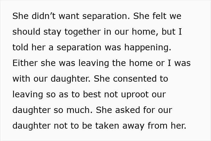 Text discussing separation and family decisions between a husband and wife.