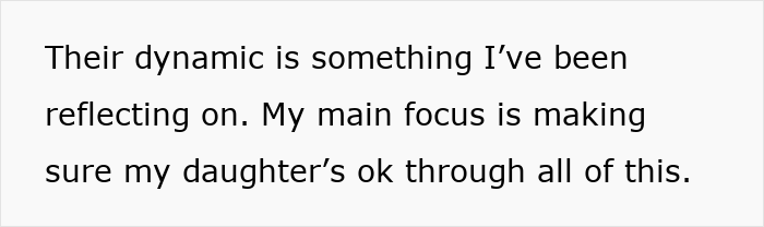 Text discussing relationship dynamics and focusing on a daughter's well-being.