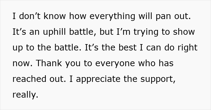 Text about facing challenges and expressing gratitude for support.