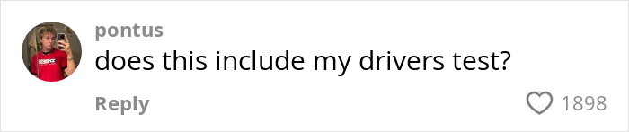College student comment about drivers test with 1898 likes.