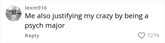 Comment on college student's humorous take on being a psych major, related to midterm preparation.